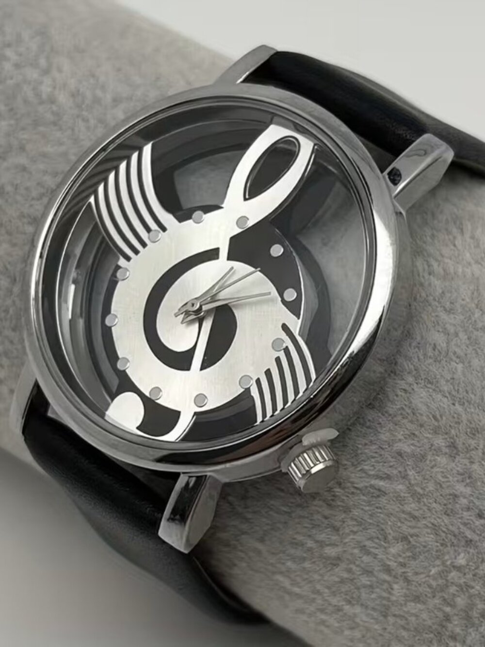 Music Note Black Watch Treble Clef Dial Quartz Wristwatch Fashion Gift Unisex